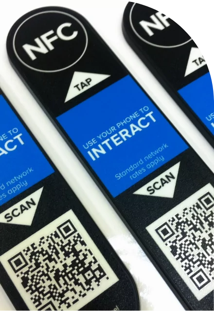 NFC medical labels on a white background.