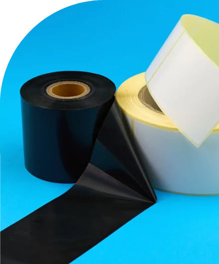 Custom labels and decals on a blue background.