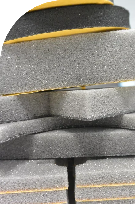 A stack of foam pads with medical labels.